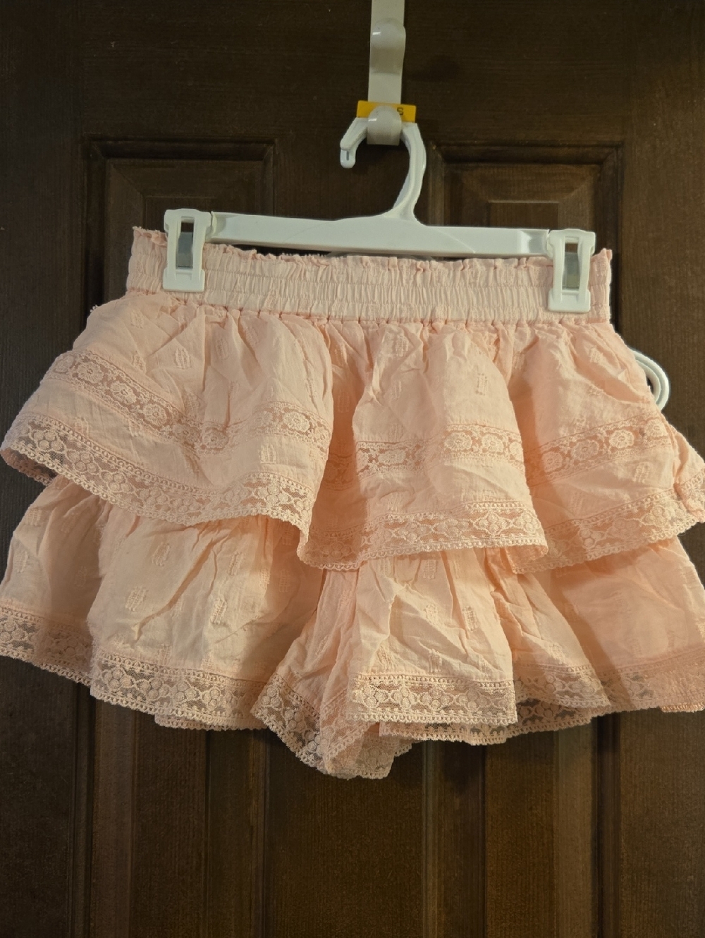 Altar'd State Blush Pink Tiered Lace Mini Skirt
